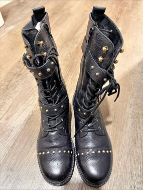 Black Studded Combat Boots